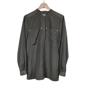 Michael Michael Kors Long Sleeve Button Down Blouse Women Size M Hunter Green